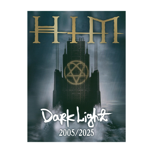 A commemorative poster celebrating the twentieth anniversary of the HIM album Dark Light. 