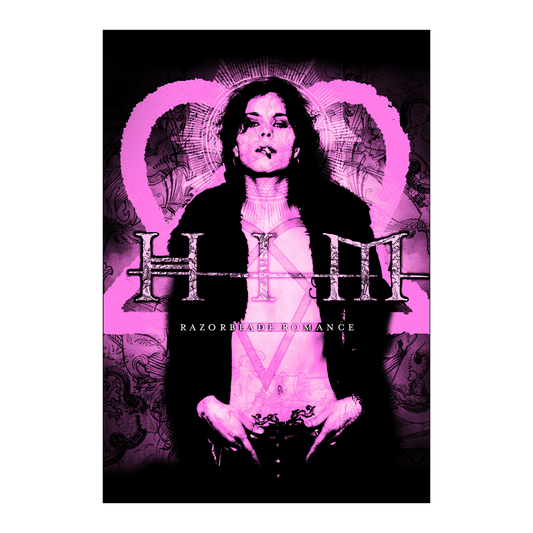 A commemorative poster celebrating the twenty fifth anniversary of the HIM album Razorblade Romance. 