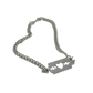 A commemorative necklace celebrating the twenty fifth anniversary of Razorblade Romance. A thick stainless steel chain with a razor blade pendant at the middle.