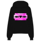 A classic black cotton blend hoodie with custom pink Razorblade Romance artwork on the front, back, and along the sleeves from HIM.